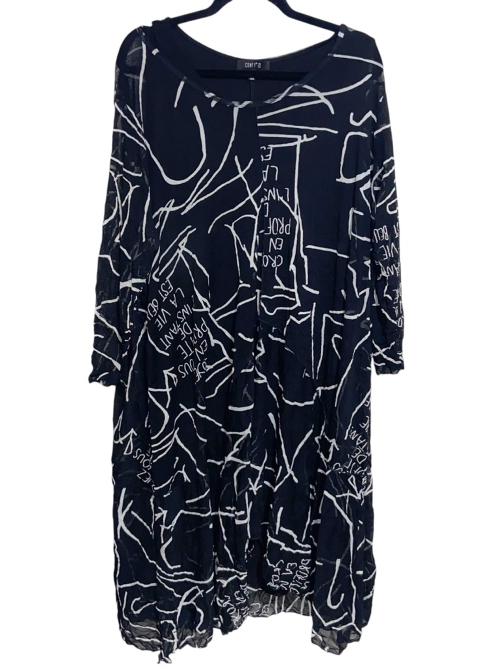 Comfy USA Womens Plus Size 2X Abstract Wearable Art Artsy Lagenlook Boho Sheer